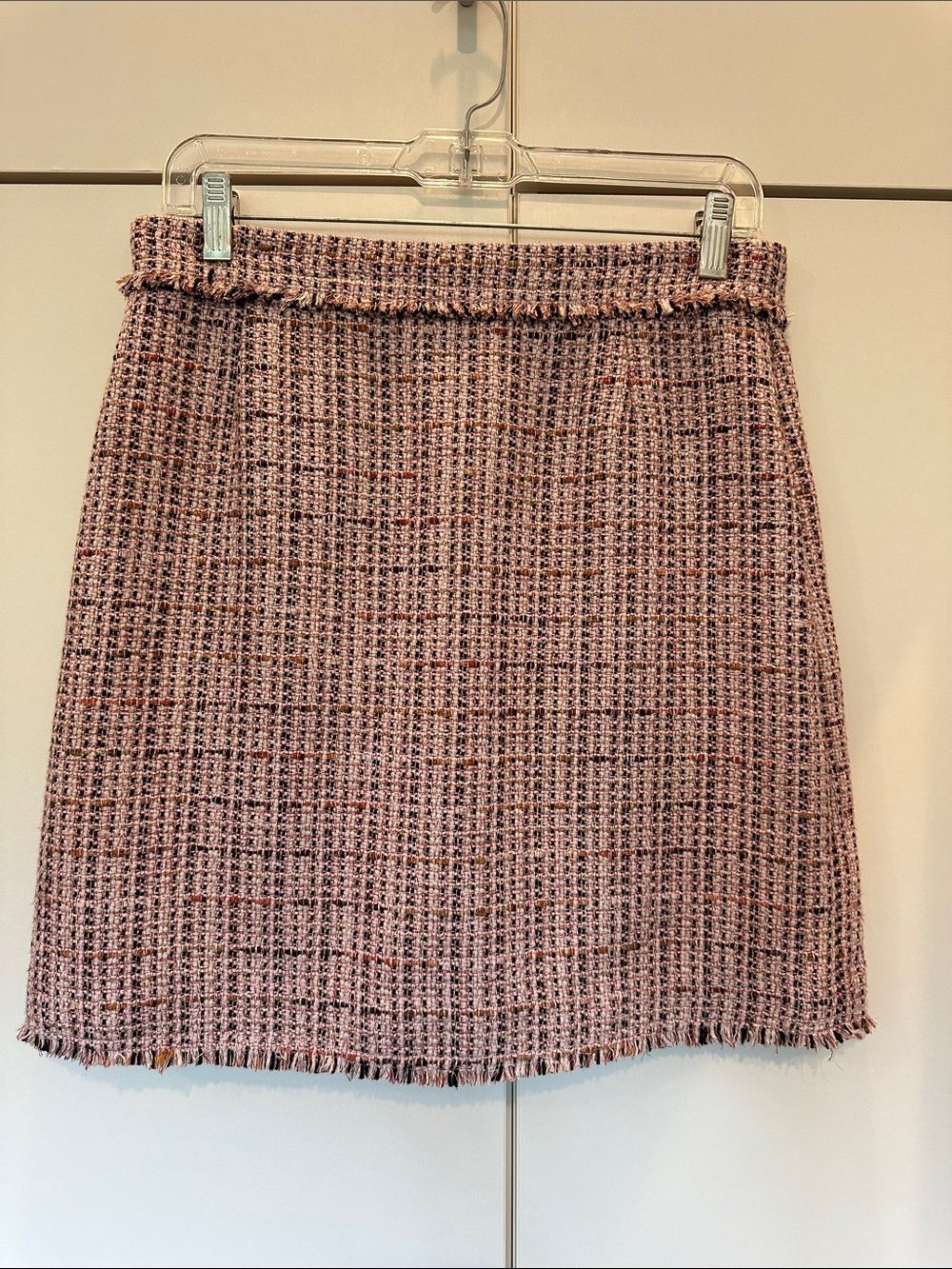 H&M Pink Tweed Fringe Mini Skirt
